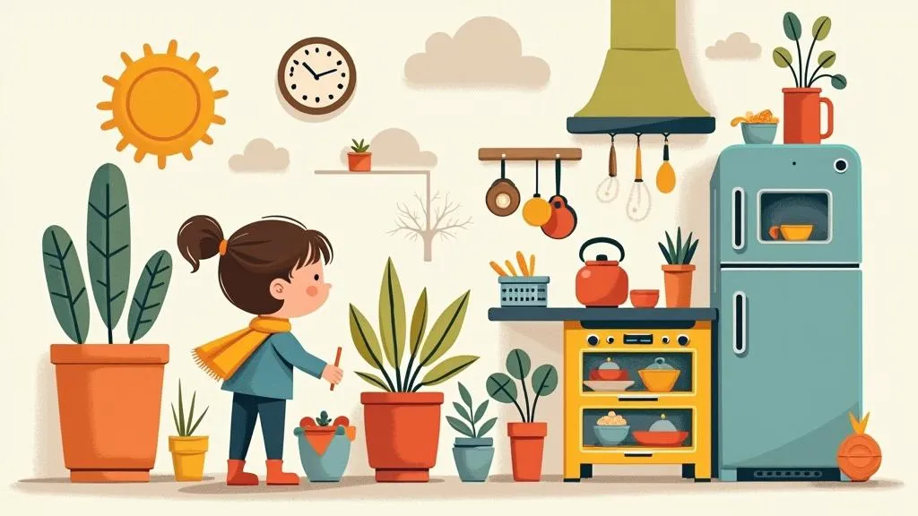 Kinderküche aus Pappe im Einsatz