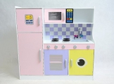 Best For Kids Kinderküche W10C004 Spielküche aus Holz mit Kühlschrank und Zubehör Top Qualität aus MDF Platte W10C004
