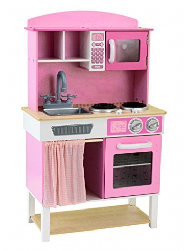 Best For Kids Spielküche JOY W10C067 rosa Kinderküche aus Holz Chefküche Rosa Top Qualität aus MDF Platte W10C067A