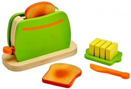 Idena 4100073 - Kleine Küchenmeister Toaster aus Holz, 9 teiliges Set, circa 16,5 x 7 x 11 cm