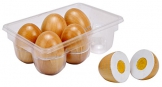 Idena 4100103 – Kleine Küchenmeister Eierbox mit 6 Eiern aus Holz, 13 teiliges Set, circa 16 x 11 x 5 cm