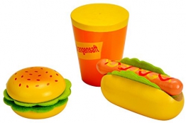Idena 4100117 – Kleine Küchenmeister Hamburger & Hotdog, 9 teiliges Set aus Holz und Filz, circa 16 x 15 x 6 cm