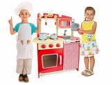 Leomark Spielküche Kinderküche aus Holz mit Zubehör – Chefküche Rot Top Qualität aus Holz