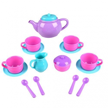 Kinder Tee-Set Teeservice Puppengeschirr Kanne Party Rollenspiele 15 Tlg 