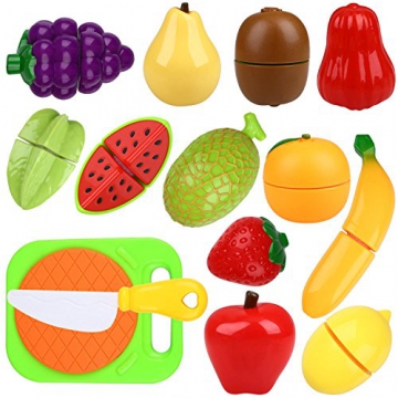 Peradix Schneideobst Obst Gem¨¹se Spielzeug Kunststoff mit Schneidebretter 14 PCs