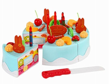 Schöne Wiedergabe Lebensmittel Spielen Kitchen Set für Kinder, Blau Kuchen,37pcs