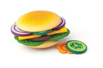 Woody Hamburger / Cheesburger aus Holz/Filz. Zubehör Kaufladen oder Küche. 12 teilig. In schöner Geschenktasche.