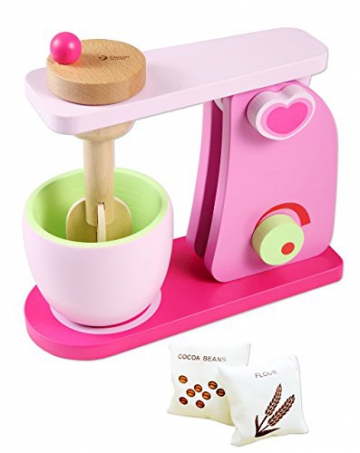 Classic Kinder Küchenmaschine Mixer Teigmaschine Rührgerät Rührer Holzspielzeug für die Kinderküche - 