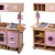 edle große Spielküche Küche aus Holz beidseitig mit Rollen und viel Zubehör
