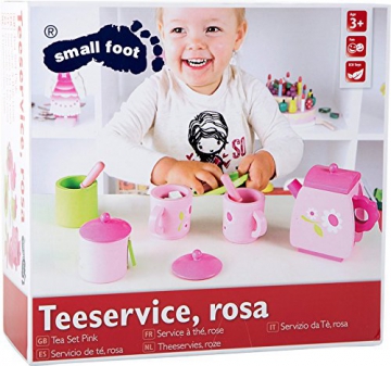 Legler small foot Kinderküchen-Zubehör Teeservice Rosa, 17 Teile ca. 78 x 38 x 34 cm – - 