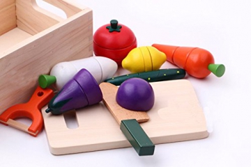 Natureich Küchenspielzeug aus Holz für Kinder ab 3 Jahre Küchenzubehör zum Schneiden – Magnetspiel für Kinderküche - 